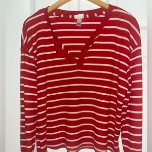 Women’s Wondershop Target Red and White Striped Long Sleeve Thermal Top Size M